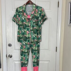 JORDANN Jammies tropical palm print pajama set size XL Soft vacation resort